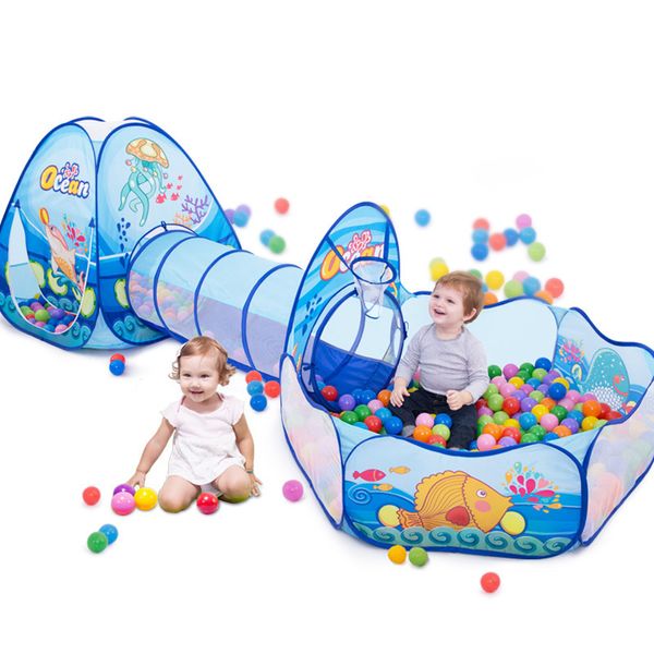 Brinquedos Tumnel Tent Ocean Series Jogo de Desenhos Animados Big Space Ball Pool Portátil Piscina Dobrável Crianças Ao Ar Livre Esportes Educacional Toy LJ200923