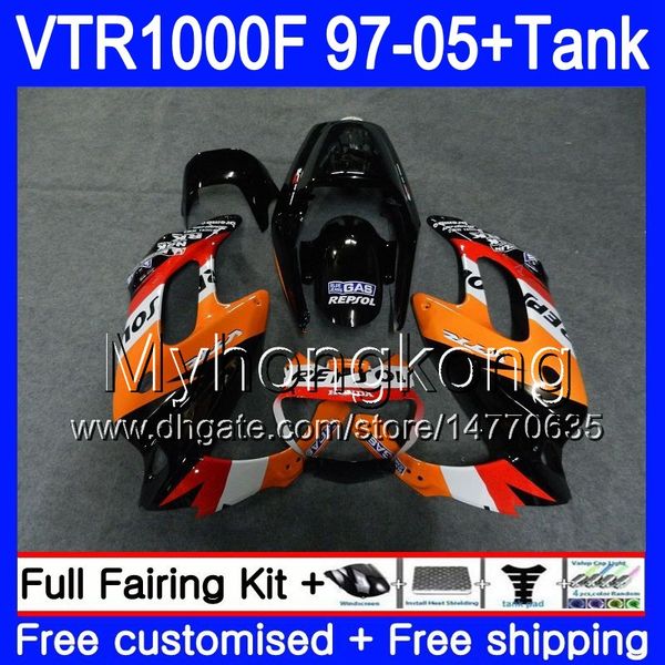 Body + Tank для Honda Superhawk VTR1000F 97 98 99 00 01 05 56HM.52 VTR1000 F VTR 1000 F 1000F 1997 1998 1999 Фондовый REPSOL 2000 2001