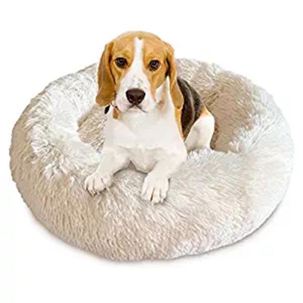 

cat beds & furniture winter pet bed round thick plush faux fur refillable ball nest cushion removable cover for small dogs cats