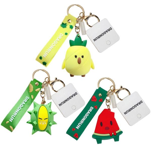 

cute cartoon watermelon pineapple keychain keyring car key ring simulated fruit cute new arrival for women metal pvc opp bag, Silver