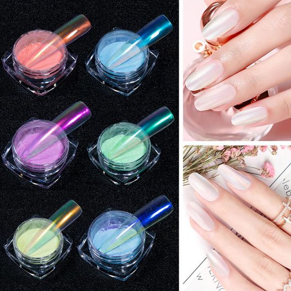 

ice through nude aurora nail powder mermaid mirror magic mirror powder uv gel pigment laser nail art decorations, Silver;gold