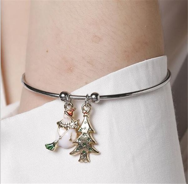 

girls women christmas jewelry bracelet santa clause reindeer xmas tree cane pendant bangle wrist bracelets metal ring wristband toys ly11091, Red;brown