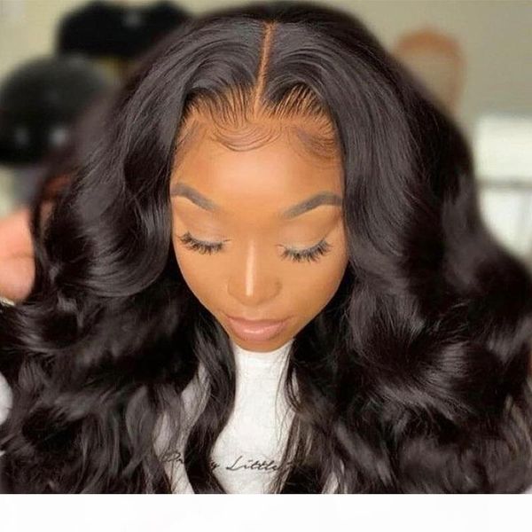 

lace front human hair wig body wave 250 density lace front wigs pre plucked deep part wig natural black for women remy hair