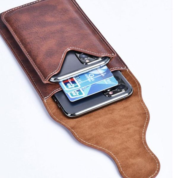 

waist bags fashion pu leather universal bag phone for men travel outdoor belt clip solid color funny packs protection case1