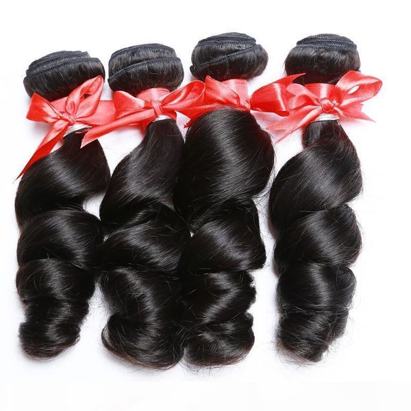 

indian loose wave human hair weaves unprocessed brazilian 3bundles 10-26 inch hair weave, dhl, Black