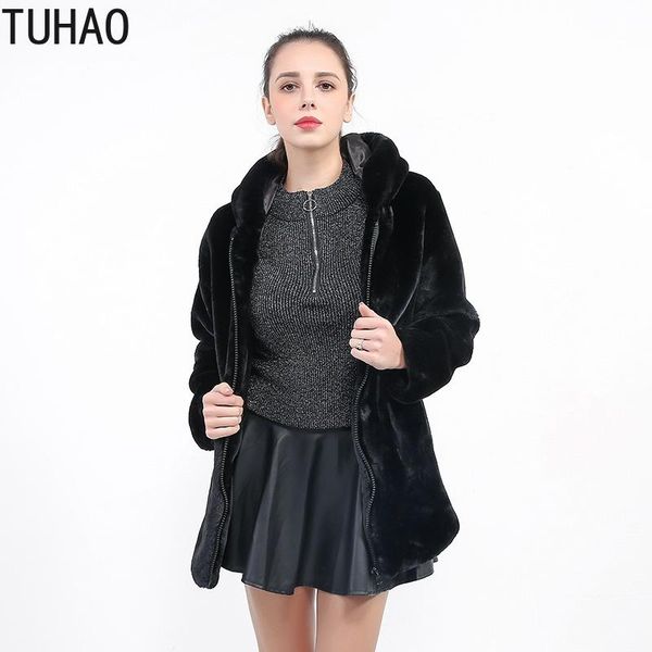

zipper high waist black faux fur coats long sleeve winter jackets women casual outerwear tjfw044