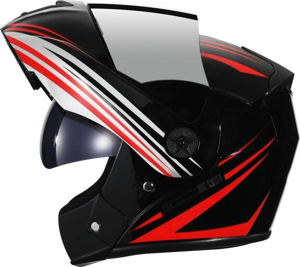 

full face motorcycle helmet flip up motorbike helmet with double sun visor for women man flip up motocross casco