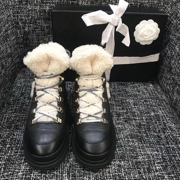 

2020 новых зимняя шерсть снег boots для женщин узелка из натуральной кожи меха обуви покрытие модельер boots готики, Black