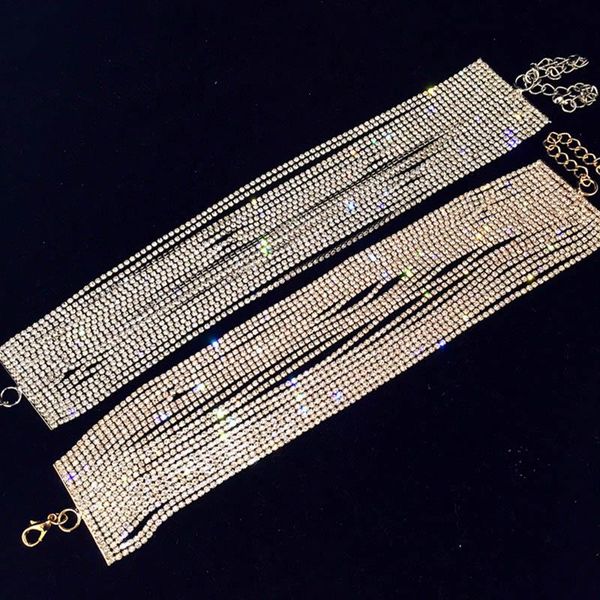 

новый горный хрусталь choker кристалл maxi заявление ожерелье многослойные свадебные чокеры ожерелье мода ювелирные аксессуары для женщин, Silver