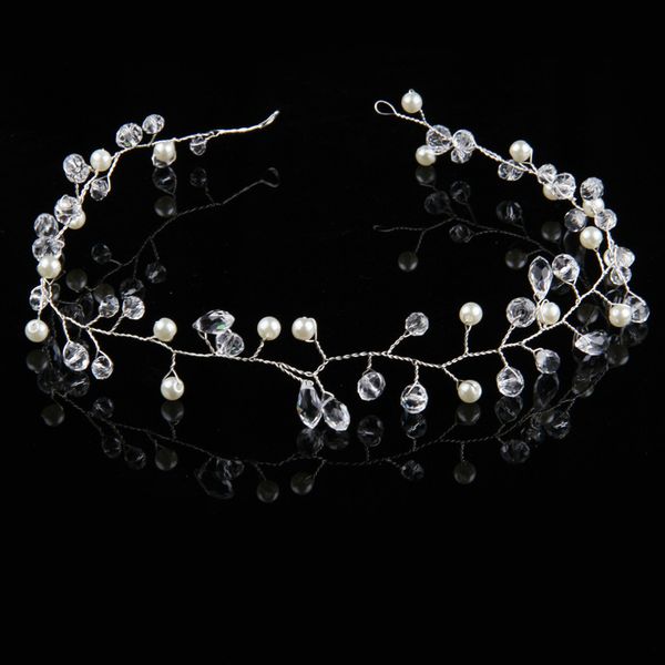 Scintillanti oro argento gioielli per capelli cristallo perle finte diademi fasce per capelli per la sposa festa di nozze corone fasce brillanti strass H311n