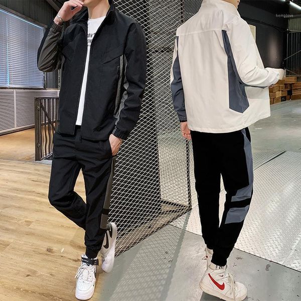 

mimi men's jacket suit 2020 autumn new korean version youth handsome men's leisure fashion sports two piece set1, Gray