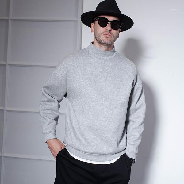 

turtleneck bat shirt plus velvet thick winter models spring and autumn thin models bat long-sleeved european and american men's1, Black