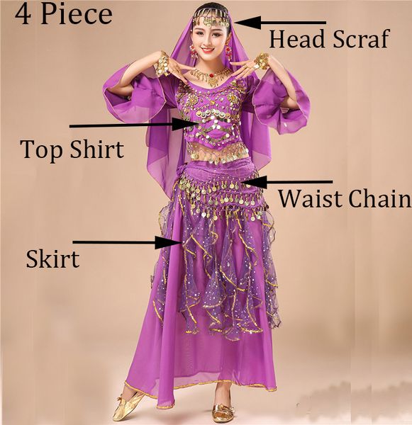 

new 4pcs/set belly dance costume female indian dance dress women bollydancer wear bollywood dance set oriental clothing, Black;red