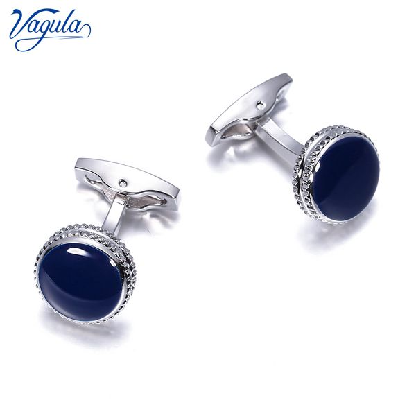 

vagula brass cufflinks classic blue enamel gemelos luxury men suit shirt cuff links gift 822 t200305, Silver