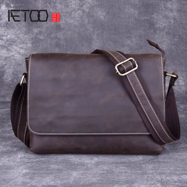 

hbp aetoo mad horse leather men's bag, handmade vintage leather casual shoulder bag, briefcase, business men's postman bag