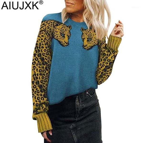 

aiujxk leopard patchwork sweaters women 2020 new arrival autumn winter pullovers fashion soft knitwear woman thick casual 1, White;black