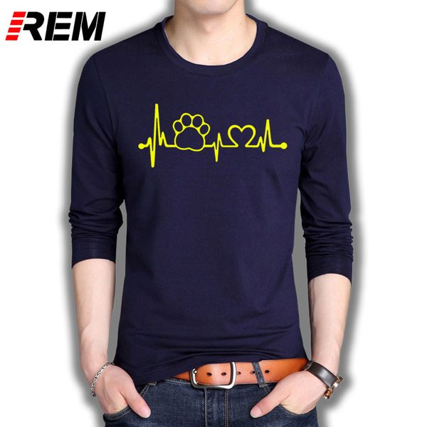 

sport rem paw heartbeat lifeline dog cat men long t shirt halajuku casual funny t shirt for lady girl tees hipster