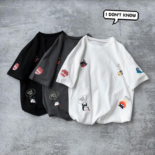 

t shirt for men cartoon short-sleeved t-shirt men's loose youth clothes 2020 new summer clothes streetwear vintage t shirt1, White;black