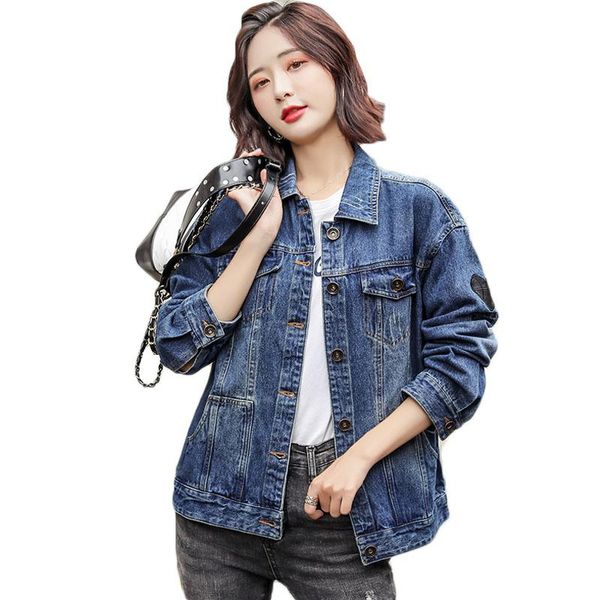 

women's jackets 2021spring autumn denim jacket women long sleeve casual jeans coat korean loose streetwear stretch female y21, Black;brown