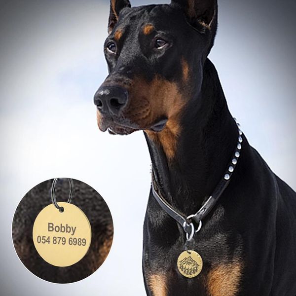 

personalized dog id tags custom name id tag for dogs pet dog collar accessories round metal nameplate pet wmtekd