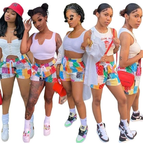 

fashion mandala flowers womens shorts 2021 summer contrast color casual sports loose beach shorts designers ladies home clothes h2206, White