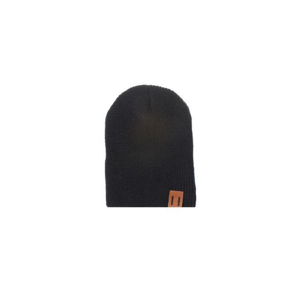 

winter kids boy girl leather labled knitted artificial hat crochet children's caps baby beanie hat jlleee, Yellow