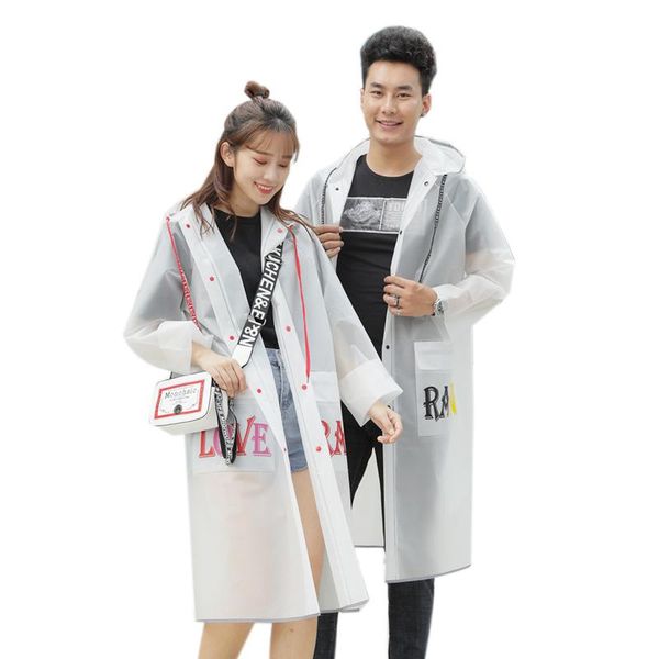 

2019 fashion outdoor rain coat women covered transparent eva girls raincoat travel waterproof rainwear poncho with pocket bbyfxw