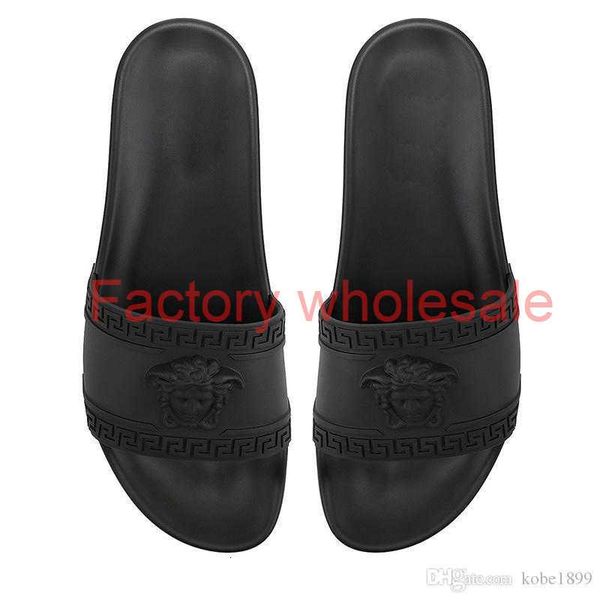 

venrsages luxury designer sliders mens summer sandals beach slide slippers ladies flip flops loafers sky blue chaussures luxury pantoufle, Black