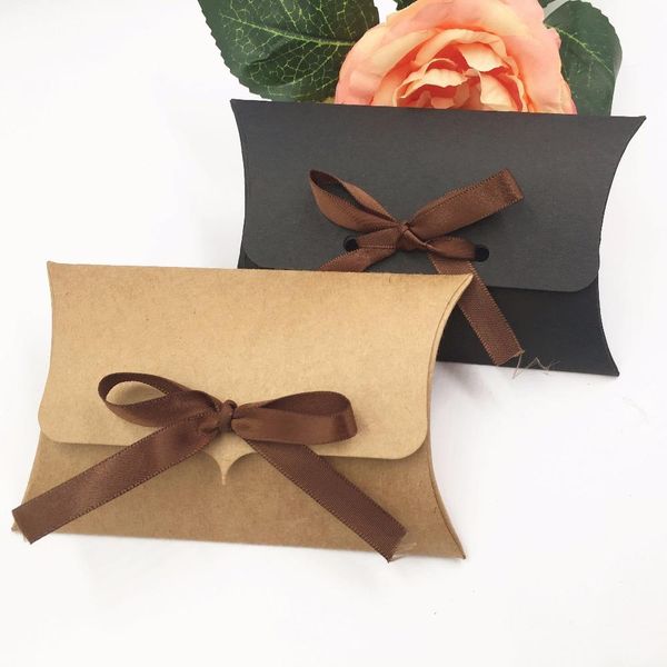 

100шт много крафт подарочные коробки бумаги подушка box diy упаковка коробка для candycakejewelrygiftchocolateparty коробка с свободной rope