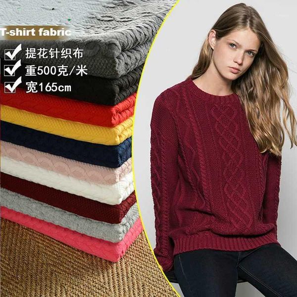 

knitted jacquard cloth thick air layer sanding striped fabric sewing diy warm wool sweater t-shirt winter handmade 150*50cm1, Black;white