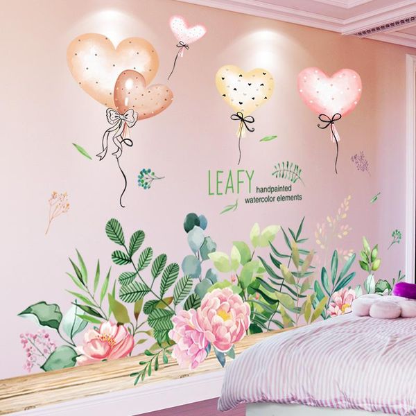 

[shijuekongjian] cartoon balloons wall stickers diy flower grass mural decals for house kids rooms baby bedroom decoration