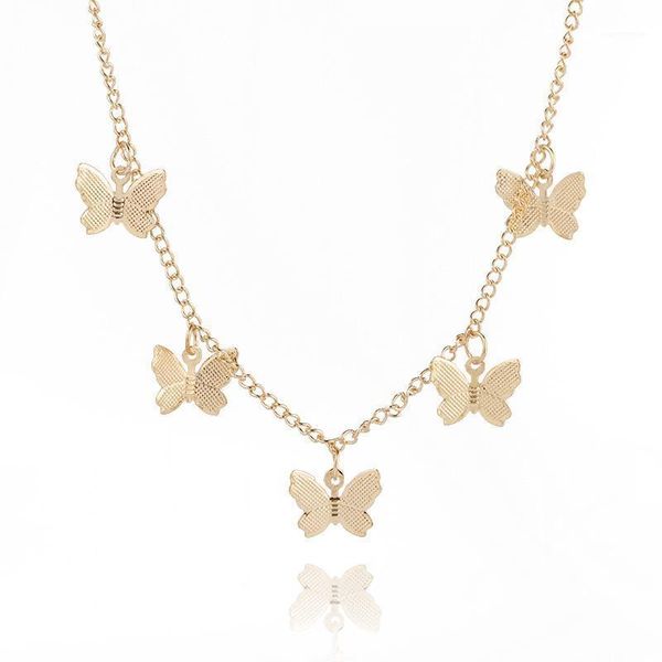 

original butterfly choker necklace for women gold chain statement collar female chocker shining jewelry1, Golden;silver