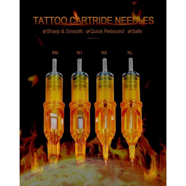 

10pcs tattoo cartridge needle rl rs m1 rm mix tattoo needles for tattoo machine grip agujas cartrige yellow pen c qylnfb