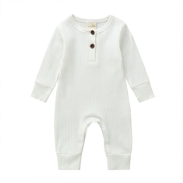 

newborn baby ribbed rompers baby girl long sleeve cotton romper infant kids boys girls single breasted jumpsuit new born clothes y200320, Blue