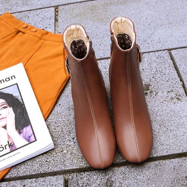 

boots big size 9 10 11-13 women shoes ankle for ladies woman winter side zipper with metal buckle1, Black