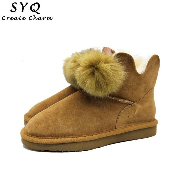 

winter women snow boots ladies shoes women's five-leaf clover hair ball low-boots female warm ankle bottes femme 2020, Black