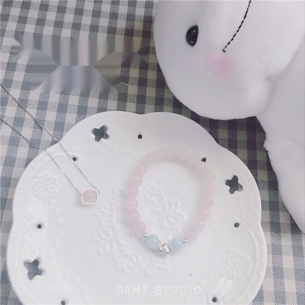 

the moon girl's call for a boyfriend crystal pink crystal bracelet pink crystal\" natural powder crystal. aquamarine. pure silver, Golden;silver