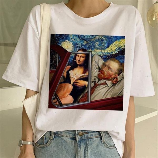 

women summer t shirt new t shirt art painting t shirt funny print short sleeve harajuku fashion tees female shirts, White