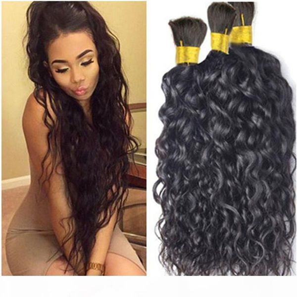 

new wholesale human hair braiding bulk no weft human hair bulk for braiding bulk brazilian hair natural wave 3pieces lot, Black