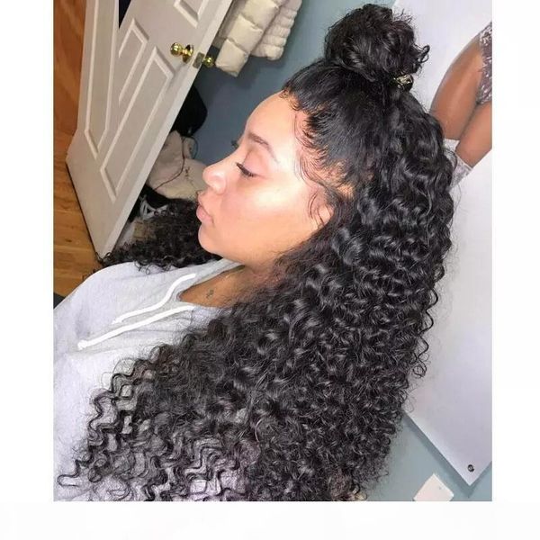 

13x6 lace front wig curly human hair pre plucked virgin brazillian remy lacefront 13x6 frontal human hair wigs for women with baby hair, Black;brown