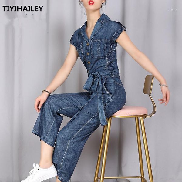 

women's jumpsuits & rompers tiyihailey women wide leg denim embroidery jumpsuit and -xl thin summer trousers with pockets belt1, Black;white