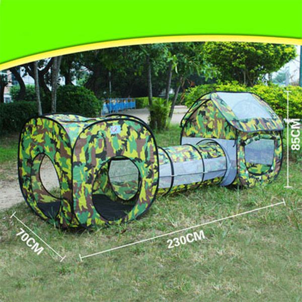 

3 in 1 camouflage shuttle toy tent tunnel waterproof baby playhouse kids tent tunnel toys for children three-piece ball pool q1110
