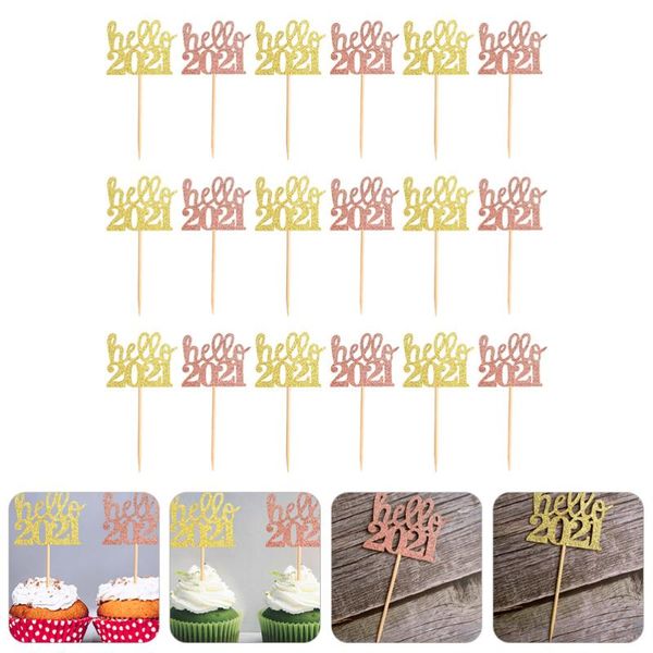 

24pcs happy new ye десерт торт фрукты декоративный бумажный топперс украшение