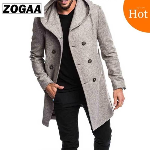 

zogaa fashion mens trench coat jacket spring autumn mens overcoats casual solid color woolen trench coat for men clothing 20191, Tan;black