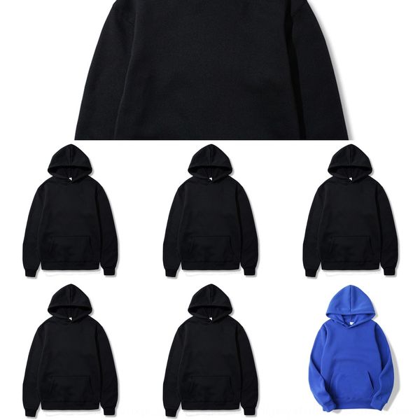 

men's autumn winter pullover plush blank men's sweater large solid pullover hoodie coat for men kuq99, Black