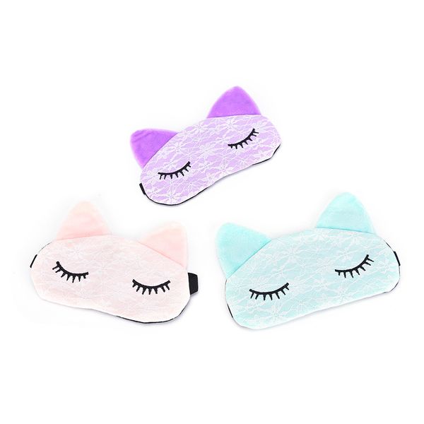 

microfiber eye mask eyepatch blindfolds cartoon lace eyeshade sleeping mask cover for health care to shield the light 3 colors
