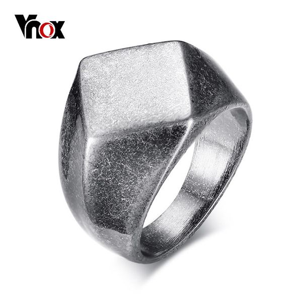 

vnox punk chunky flat rhombus thumb ring for men fraternal band stainless steel retro viking male jewelry rock hiphop bijoux, Golden;silver