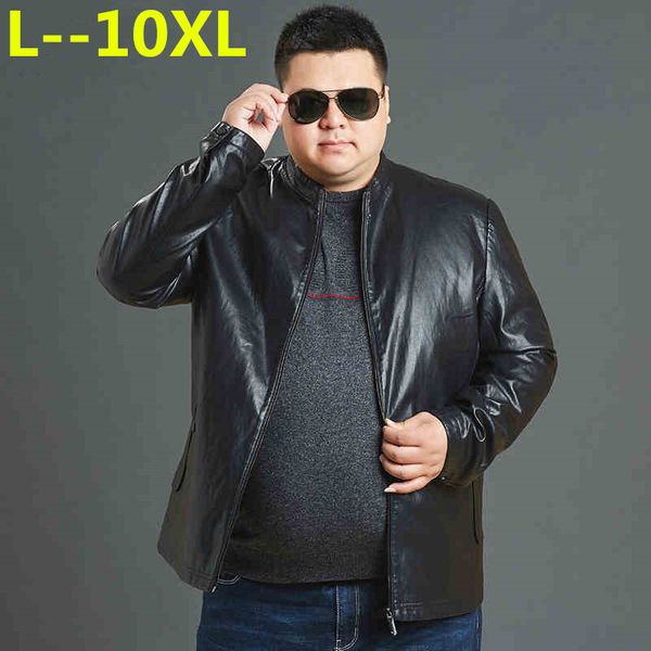 

10xl 8xl 6xl 5xl motorcycle leather jackets men jaqueta de couro masculina bomber leather jacket inverno couro mens outwear coat 201026, Black