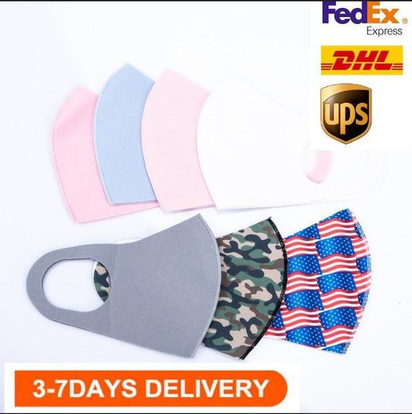 

us masks stock ice fashion silk face solid color customized breathing valve protective dustproof earloop cloth mas