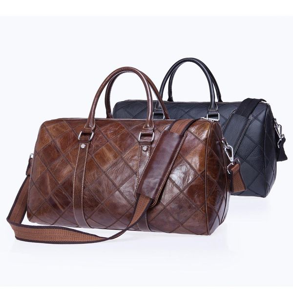 

layer price vintage leather checked factory cow travel duffle bags pattern genuine luggage 100% bags large tote su8883 btdbi
